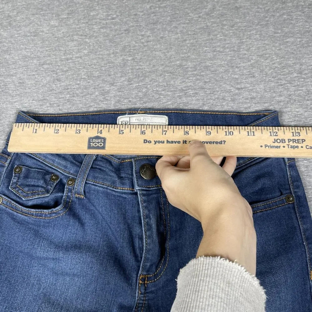 Free People Jeans Womens 27 Blue Flared Distressed Frayed Hem Bell Bottoms Y2K